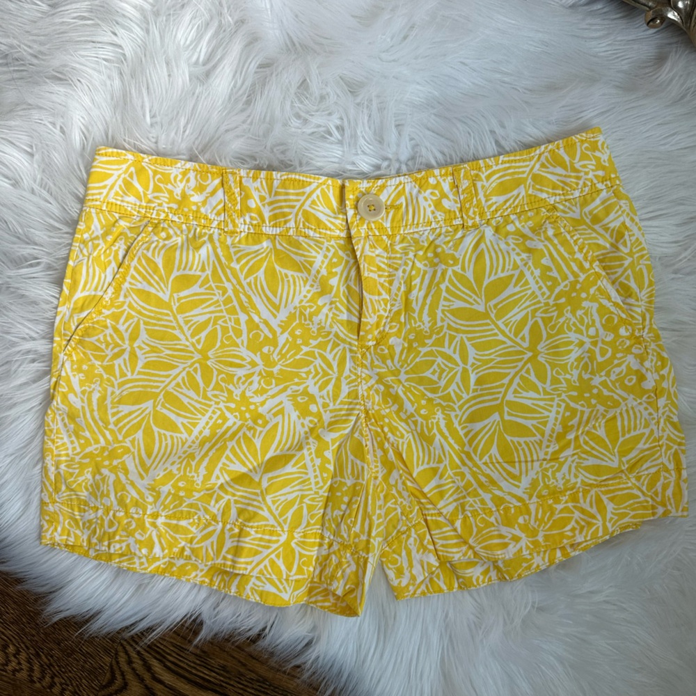 Lilly Pulitzer Callahan Lemon Yellow Print Cotton Shorts Size 8